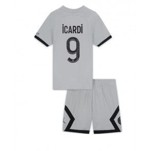 Paris Saint-Germain Mauro Icardi #9 kläder Barn 2022-23 Bortatröja Kortärmad (+ korta byxor)